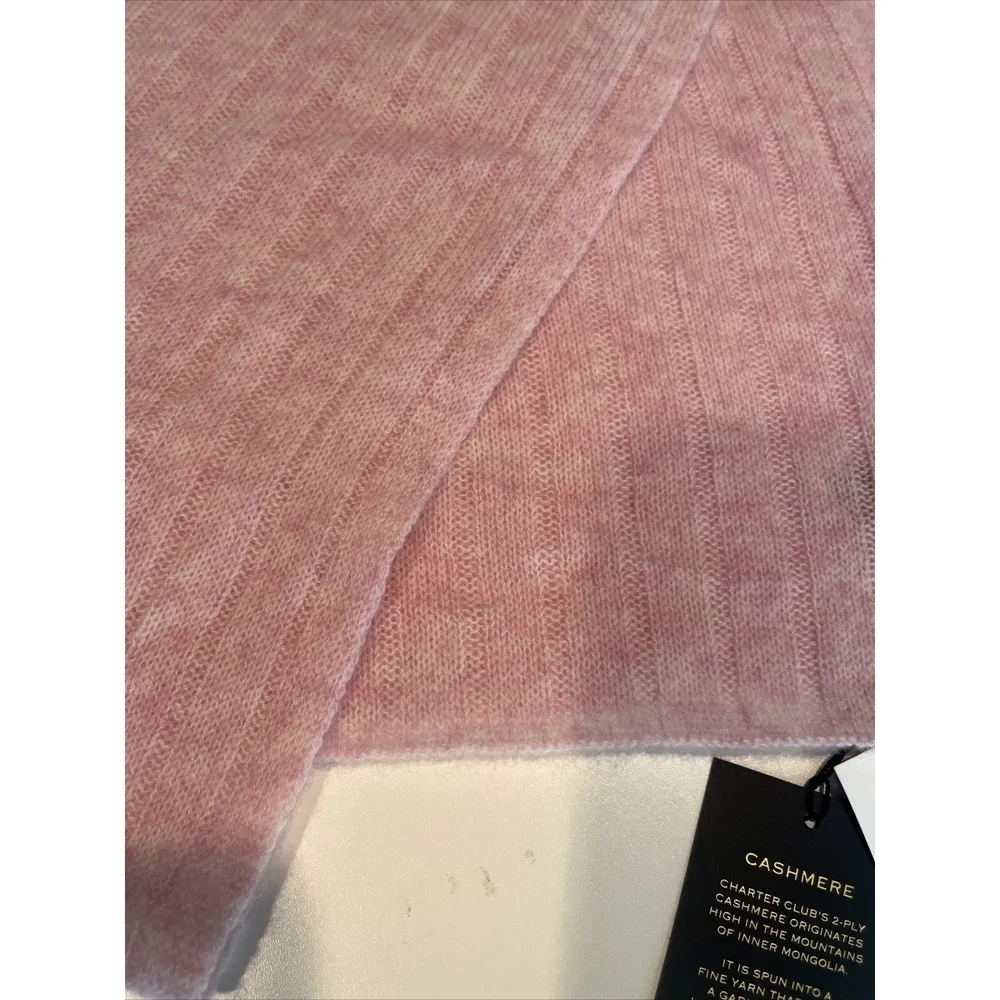 Charter Club Ribbed Cashmere Muffler Scarf Blush New with Tags